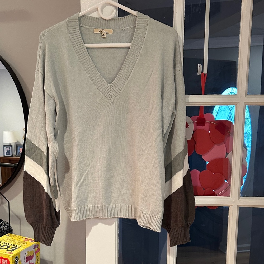 Women’s les Serein V-Neck Sweater - Light Gray large